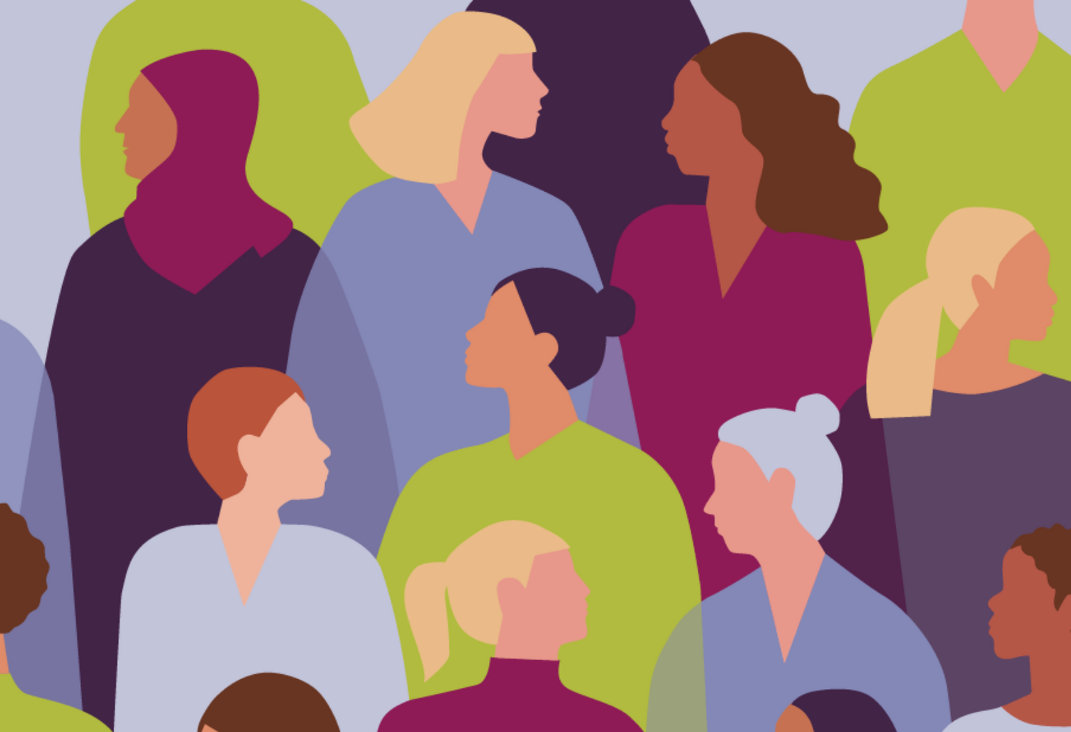 Grafik Viele Frauen in unterschiedlicher Bekleidung